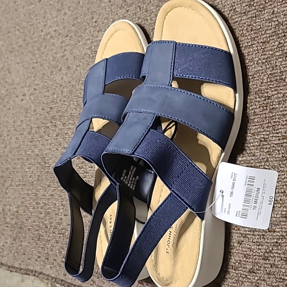 St. John's Bay Shoes - ST. JOHN'S BAY WOMENS NAVY BLUE SHOES/SANDALS SIZE 10 WITH MEMORY FOAM
